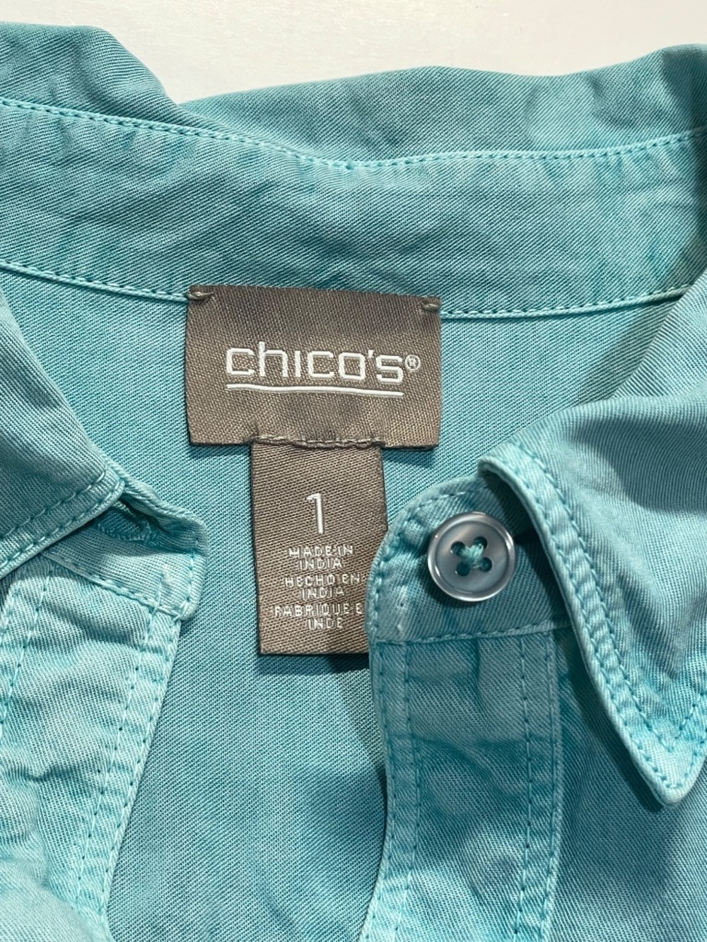 Chico's Long Sleeve Button-Down Blouse Size 1 - Picture 2 of 8